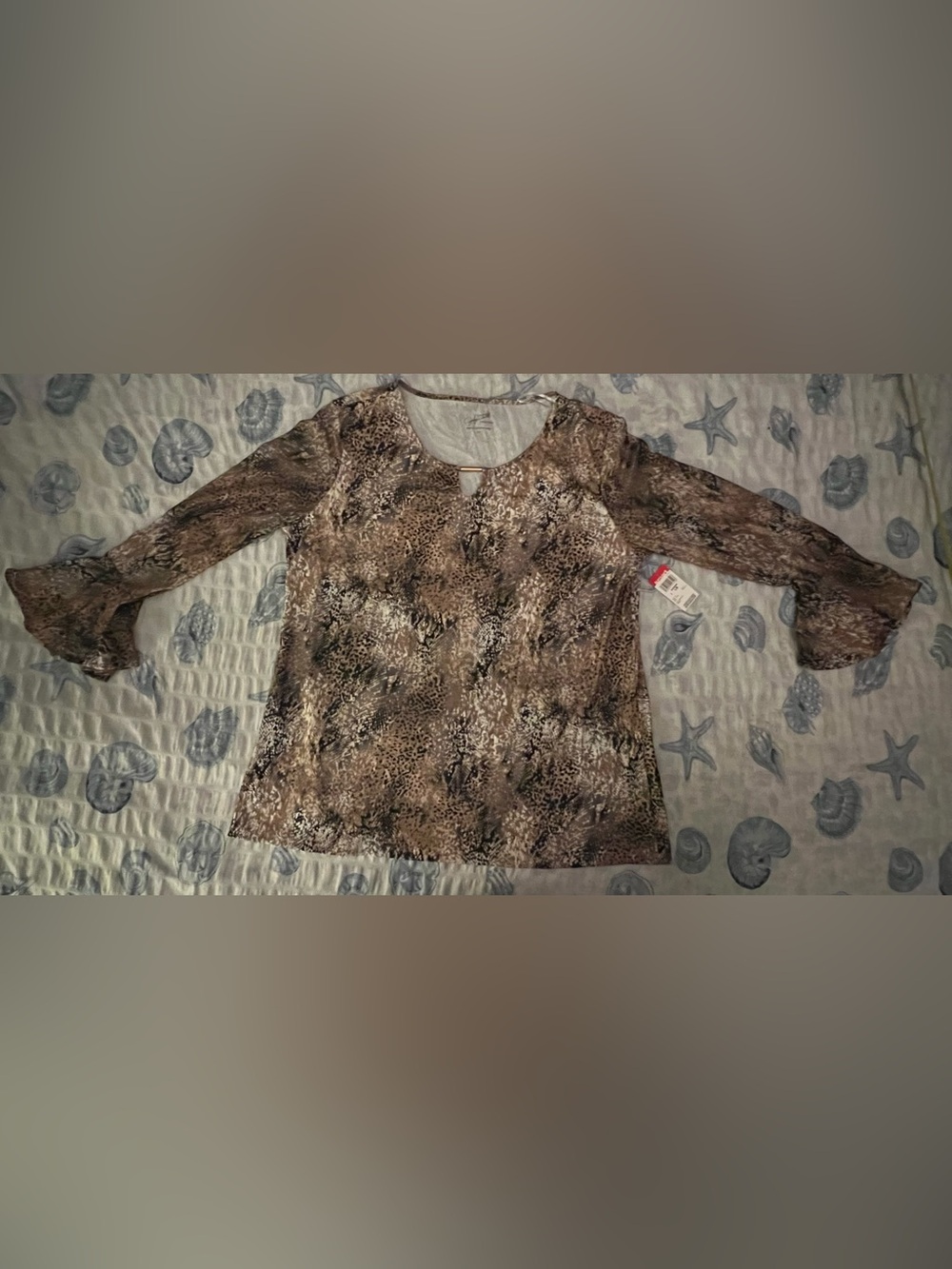 Flared Sleeve Snake Print Blouse